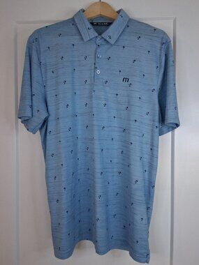 TravisMathew Polo Mens XL Blue Pima Cotton Blend Performance Baumen Around